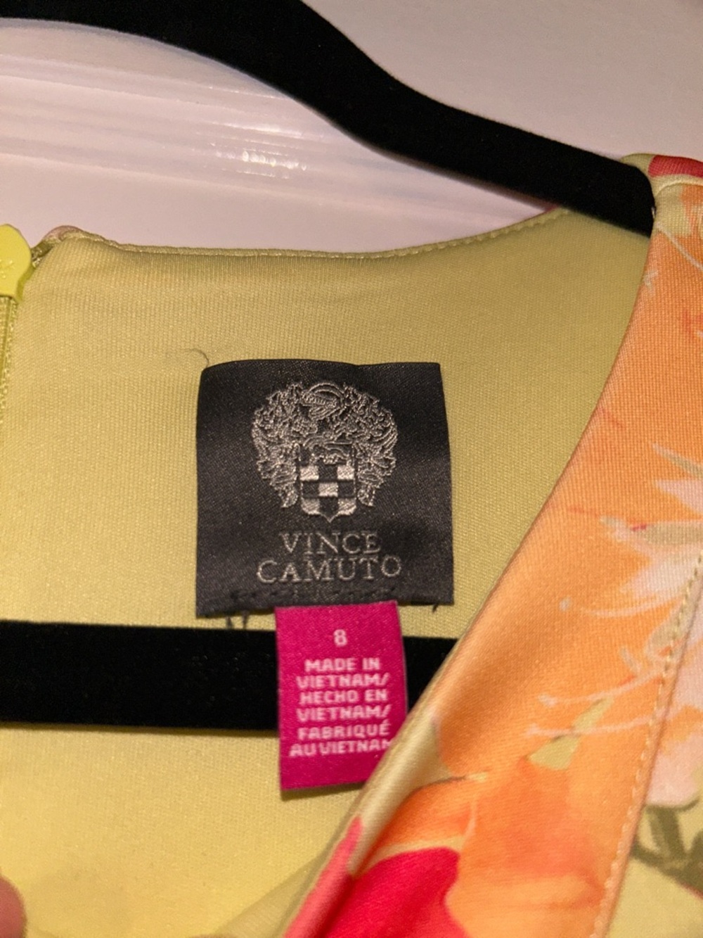 Vince Camuto Olive Floral Sheath Dress with Orange & Red Blooms - Picture 5 of 5
